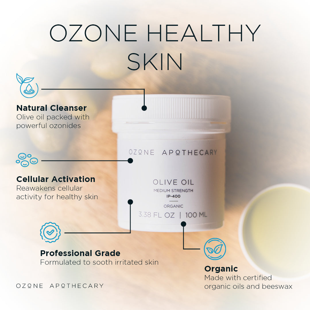 Ozone olive oil infographic with cellular activation
