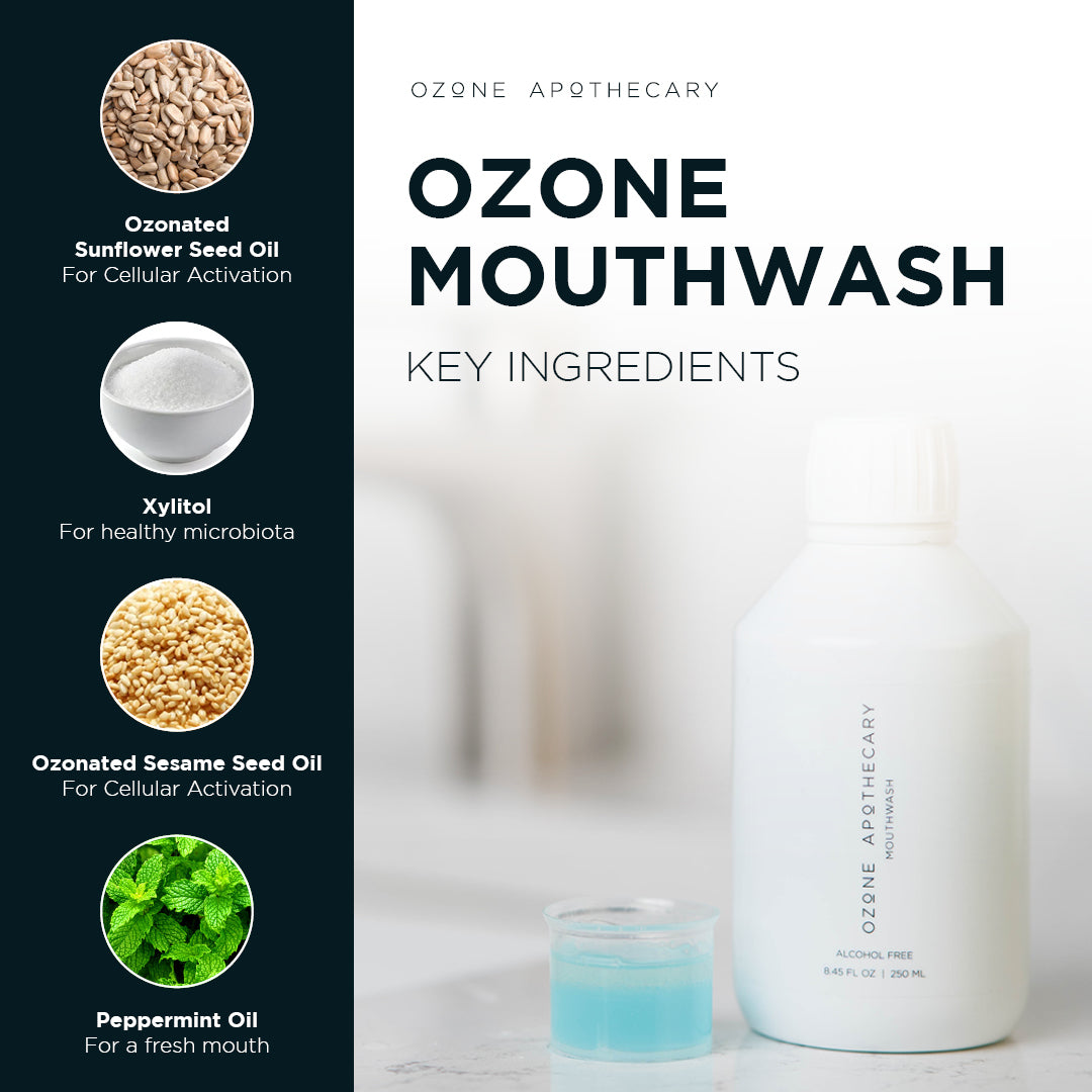 Ozone mouthwash and ozone oil pulling solution key ingredients