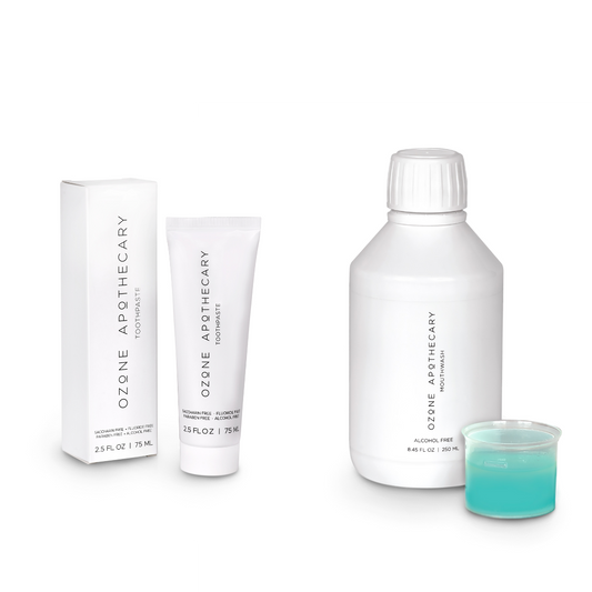 Ozonated toothpaste and ozone mouthwash bundle