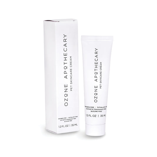 ozone pet skincare cream box and tube