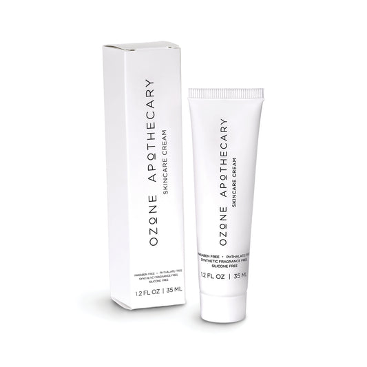 Ozone oil skincare cream box and tube