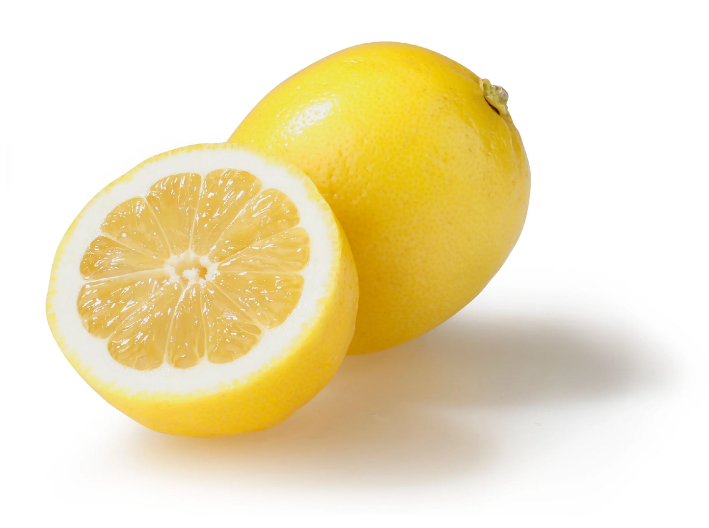 whole yellow lemon and lemon half